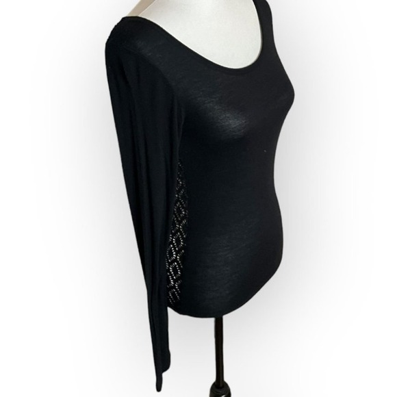 Aeropostale Stretch Woven Pointelle Back Long Sleeve Crewneck Tee Size S - Picture 4 of 6